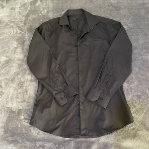 Giovanni Testi Mens Black Long Sleeved Button Down Top